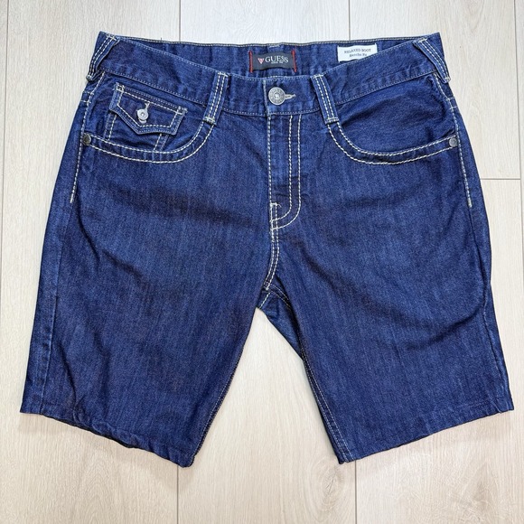 Guess Other - Guess Denim Shorts Mens 36 Blue Relaxed Boot Rancho Fit Y2K Cutoff Jean‎ Shorts